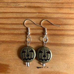 Handmade Gold Halloween Pumpkin Earrings